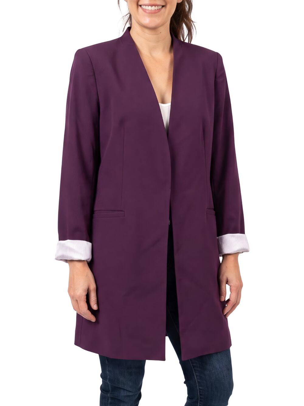 Calvin Klein Purple Quarter Length Blazer Jacket 12